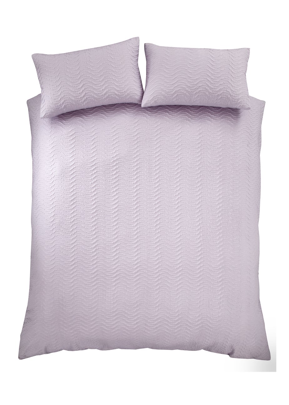 Catherine Lansfield Heatset Wave Duvet Cover Set Lilac