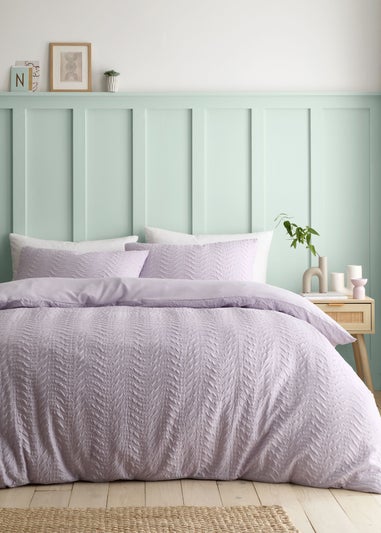 Catherine Lansfield Heatset Wave Duvet Cover Set Lilac