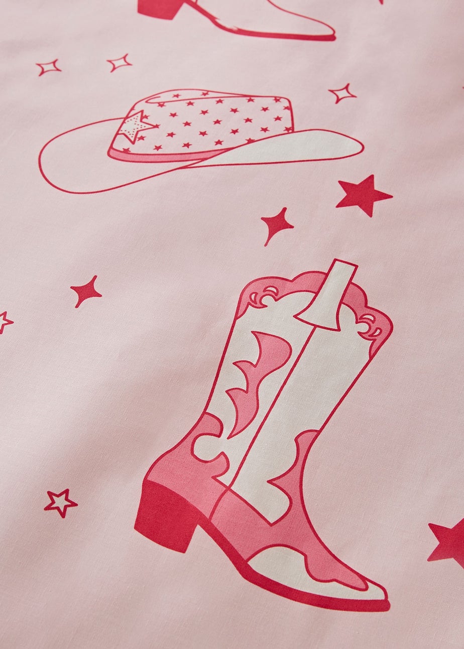Sassy B Cowgirl Boot Reversible Duvet Cover Set Pink