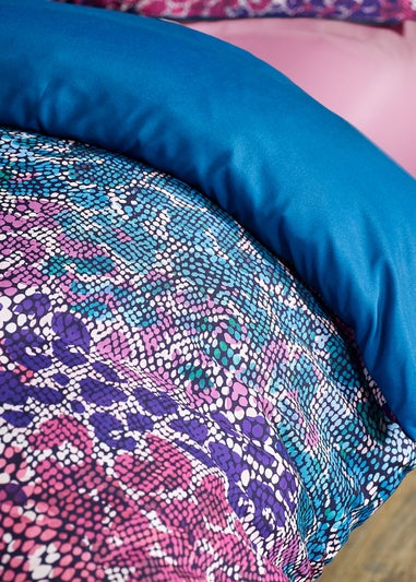 Catherine Lansfield Satin Animal Print Single Duvet Cover Set Teal