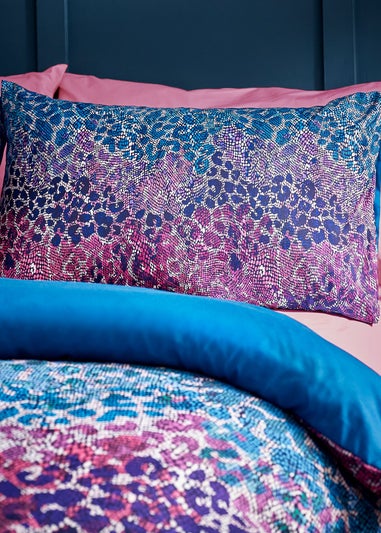 Catherine Lansfield Satin Animal Print Single Duvet Cover Set Teal