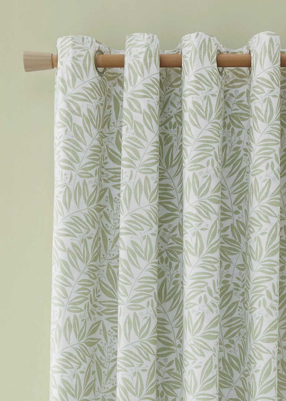 Catherine Lansfield Sorrel Leaf Fully Reversible Eyelet Curtains Green