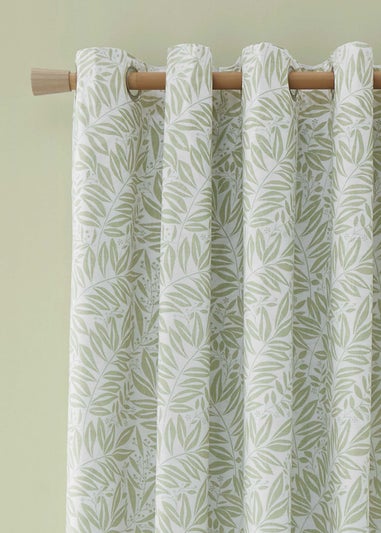 Catherine Lansfield Sorrel Leaf Fully Reversible Eyelet Curtains Green