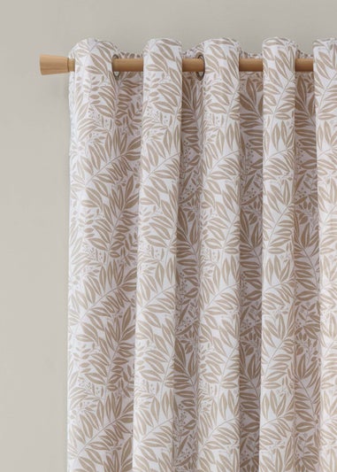 Catherine Lansfield Sorrel Leaf Fully Reversible Eyelet Curtains Natural