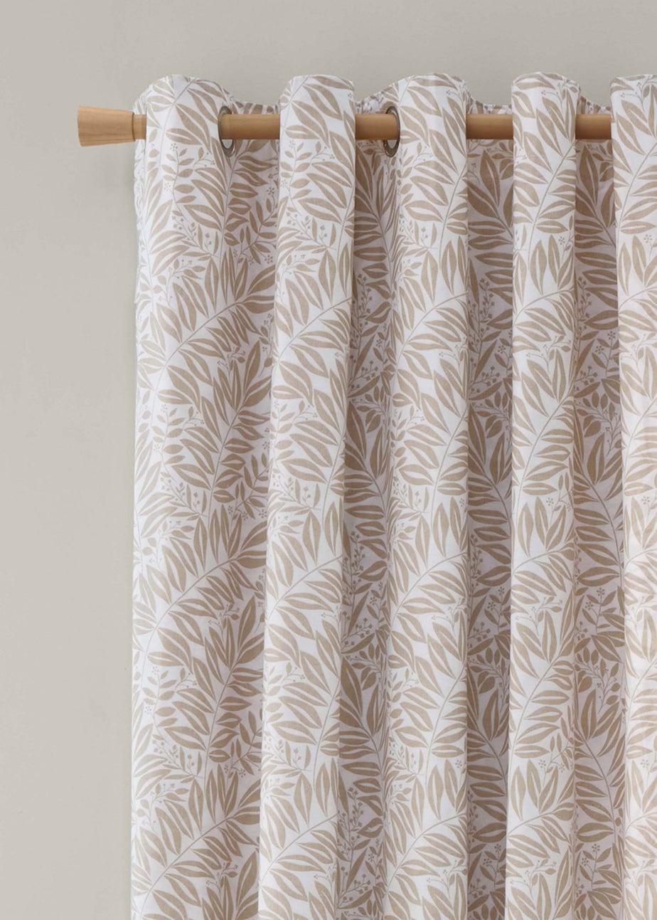 Catherine Lansfield Sorrel Leaf Fully Reversible Eyelet Curtains Natural