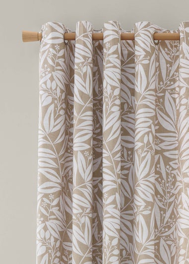 Catherine Lansfield Sorrel Leaf Fully Reversible Eyelet Curtains Natural