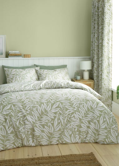 Catherine Lansfield Sorrel Leaf Reversible Duvet Cover Set Green