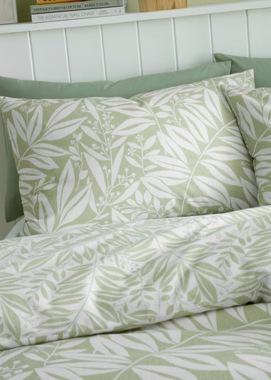 Catherine Lansfield Sorrel Leaf Reversible Duvet Cover Set Green