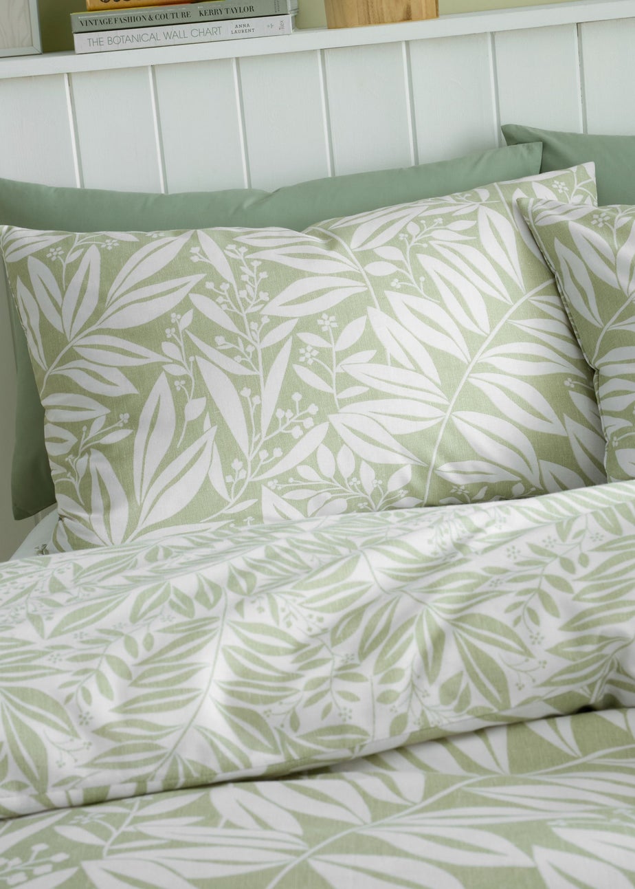 Catherine Lansfield Sorrel Leaf Reversible Duvet Cover Set Green