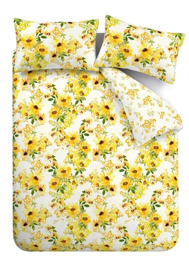 Catherine Lansfield Sunflowers Reversible Duvet Cover Set Yellow