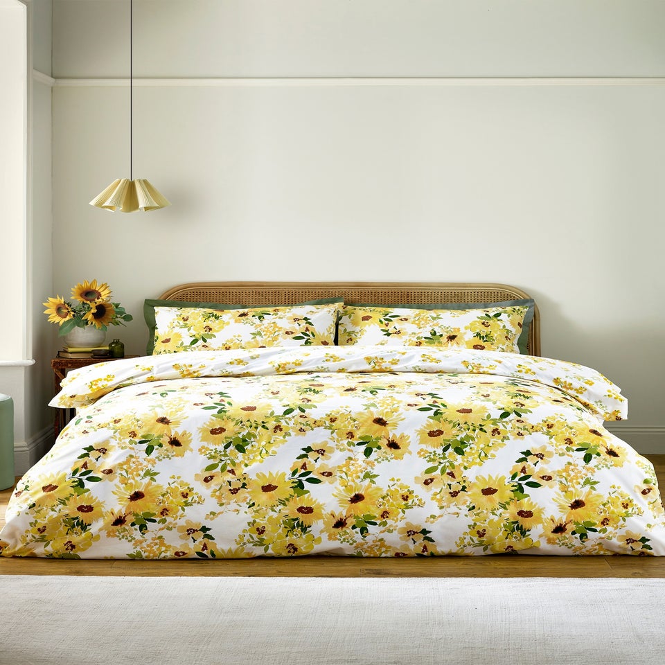 Catherine Lansfield Sunflowers Reversible Duvet Cover Set Yellow