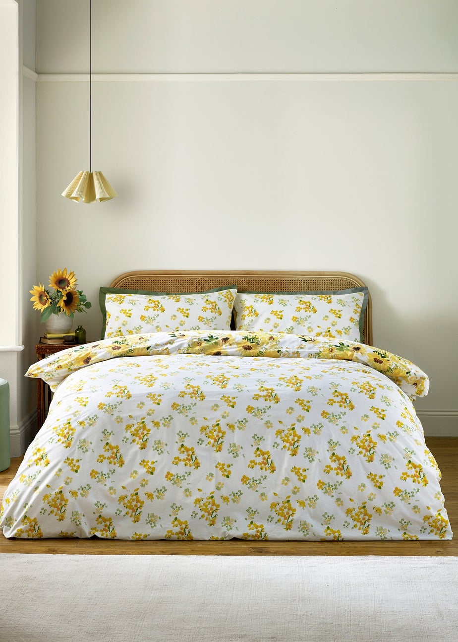 Catherine Lansfield Sunflowers Reversible Duvet Cover Set Yellow