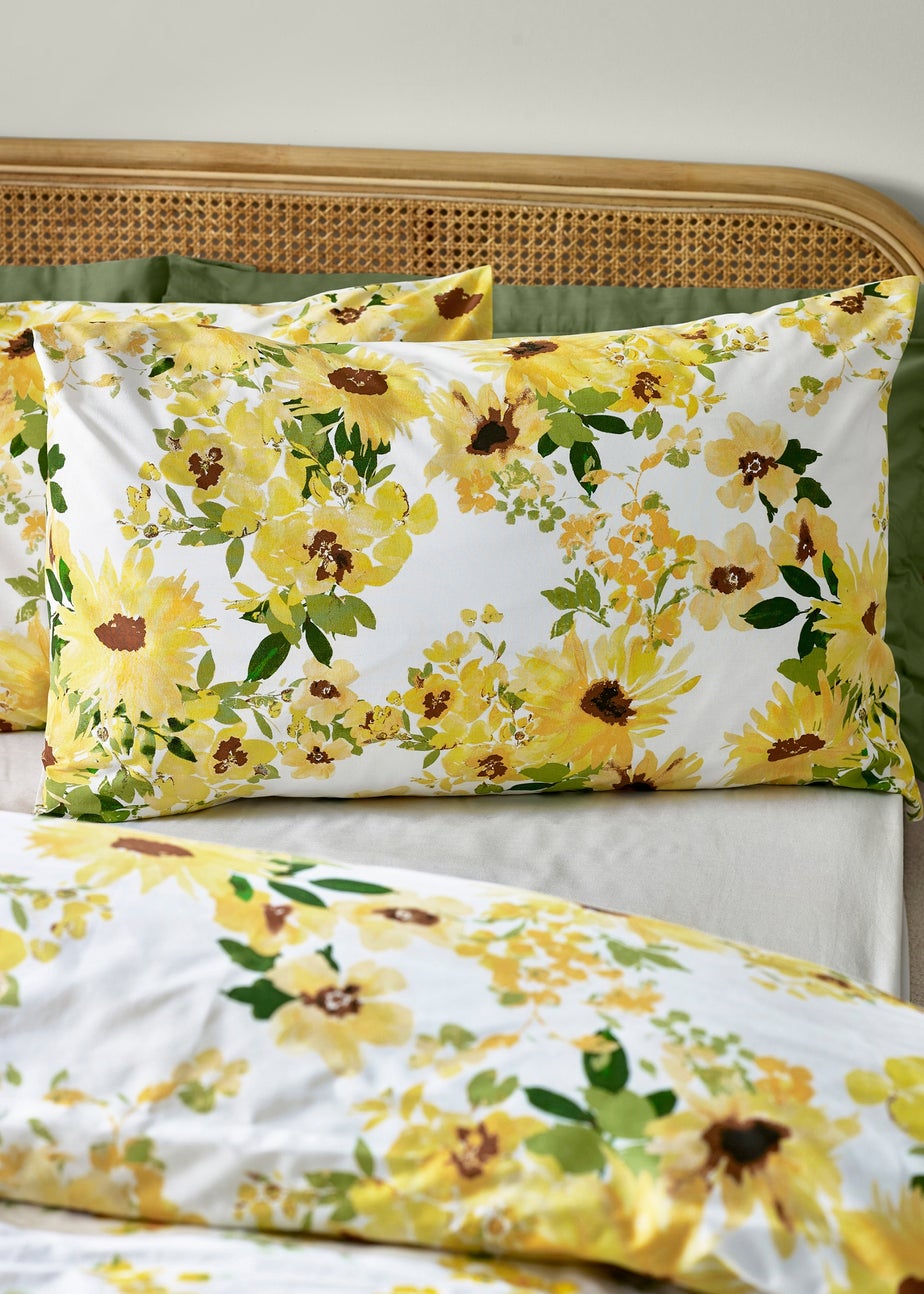 Catherine Lansfield Sunflowers Reversible Duvet Cover Set Yellow