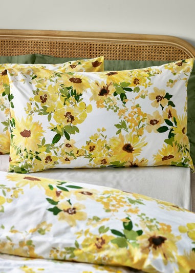 Catherine Lansfield Sunflowers Reversible Duvet Cover Set Yellow
