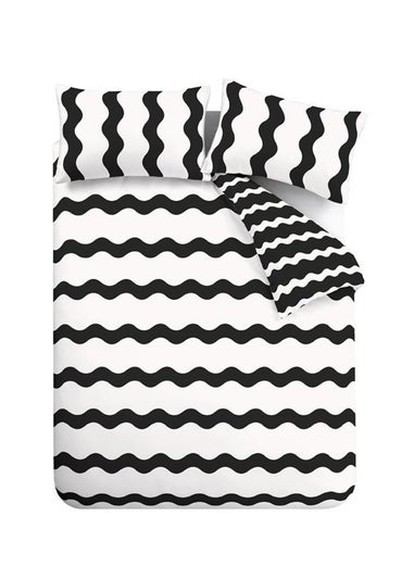 Sassy B Waves Reversible Duvet Cover Set Black / White