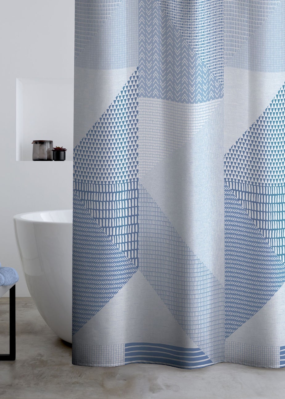Catherine Lansfield Larsson Geo Shower Curtain Panel Blue
