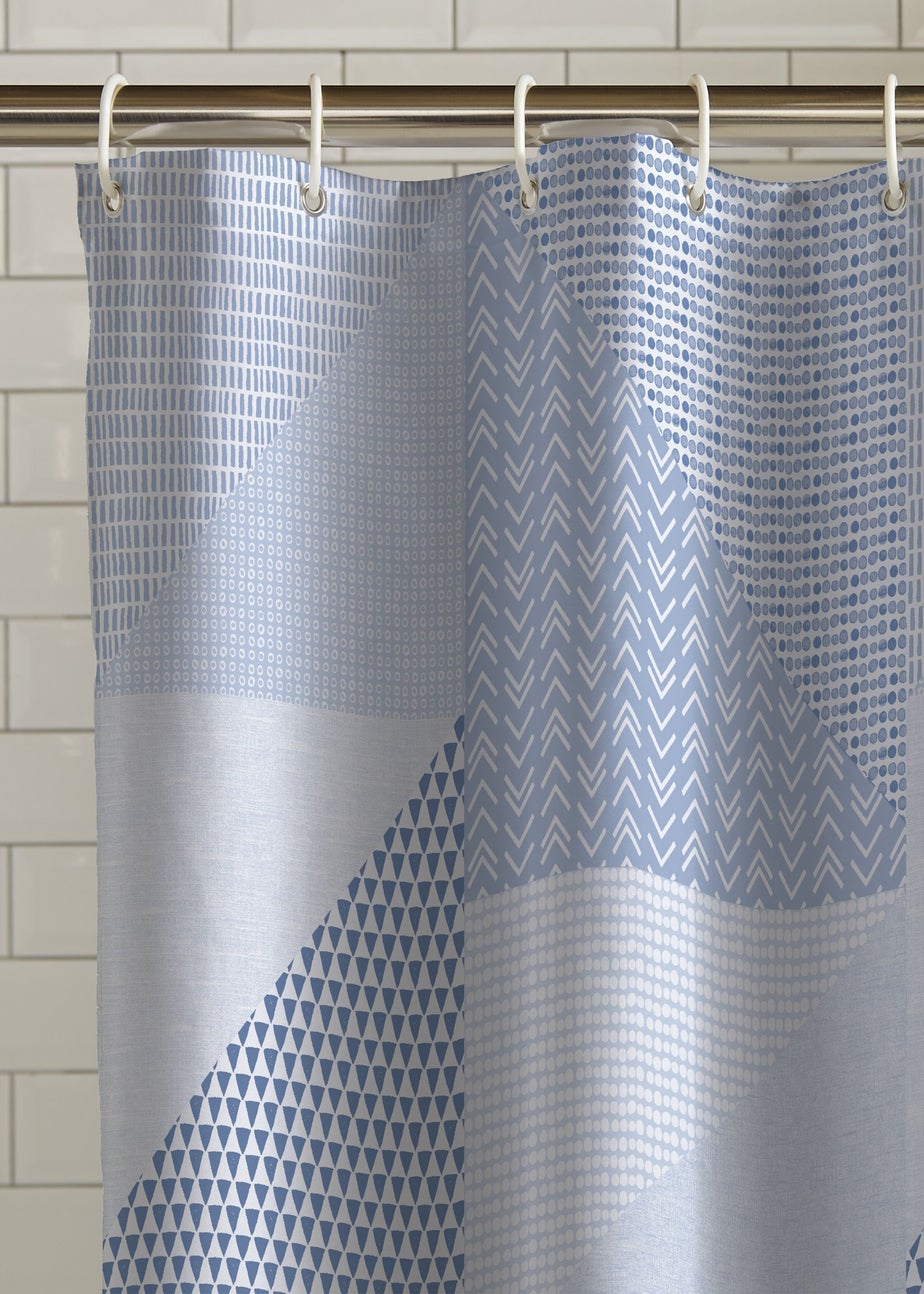 Catherine Lansfield Larsson Geo Shower Curtain Panel Blue