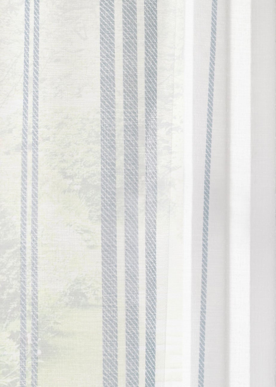Catherine Lansfield Harbour Stripe  lot Top Voile Curtain Panel