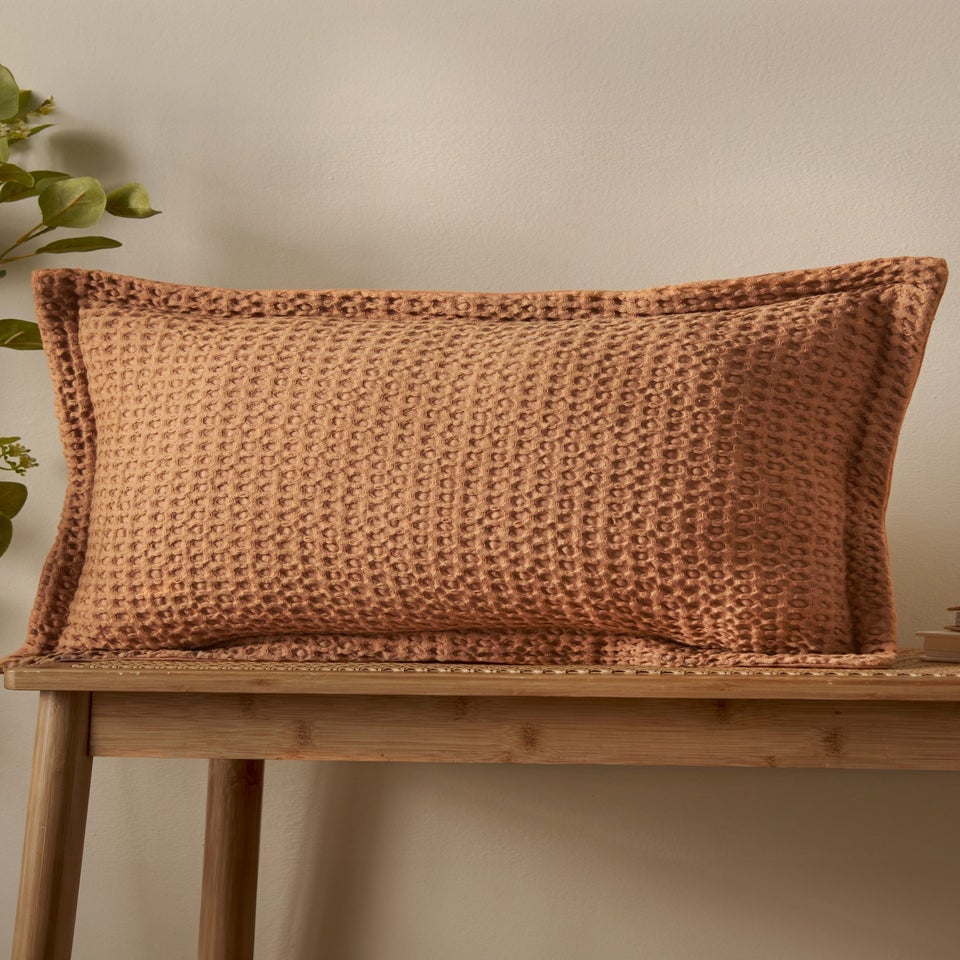 Pineapple Elephant Jaipur Chunky Waffle Cotton 30x50cm Cushion Caramel