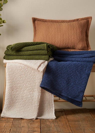 Pineapple Elephant Jaipur Chunky Waffle Cotton 30x50cm Cushion Olive Green