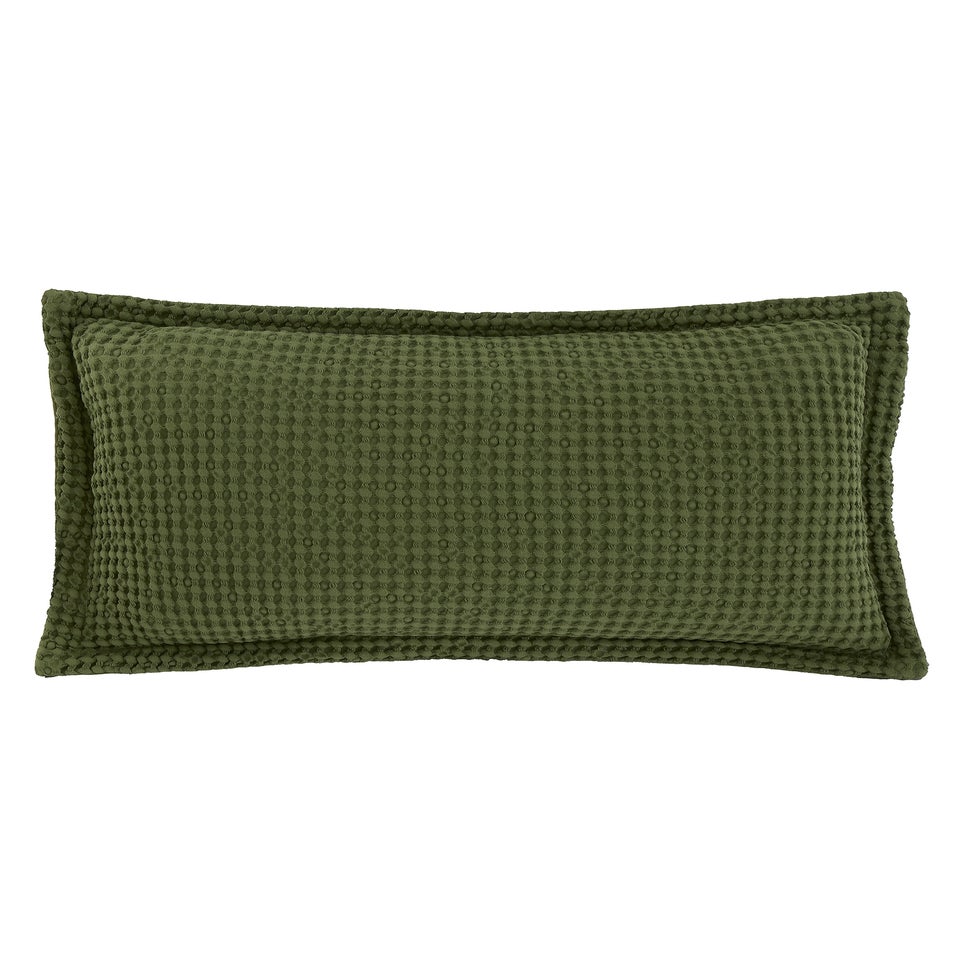 Pineapple Elephant Jaipur Chunky Waffle Cotton 30x50cm Cushion Olive Green