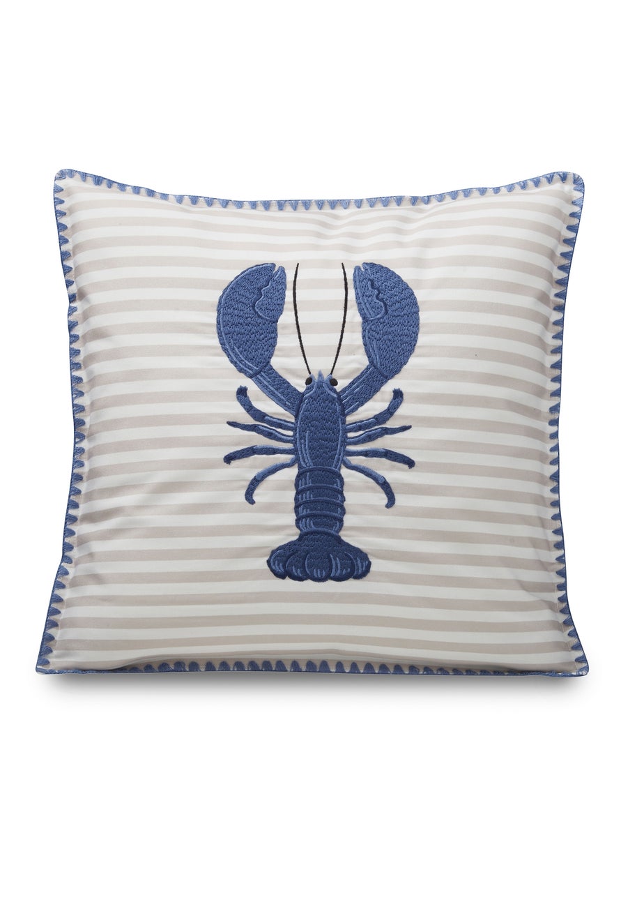 Catherine Lansfield Lobster Embroidered 45x45cm Cushion Blue