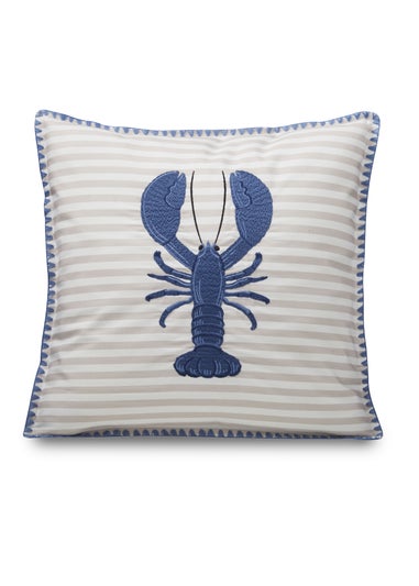 Catherine Lansfield Lobster Embroidered 45x45cm Cushion Blue