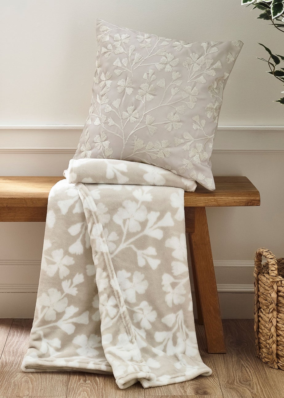 Catherine Lansfield Brooke Floral 45x45cm Cushion Natural