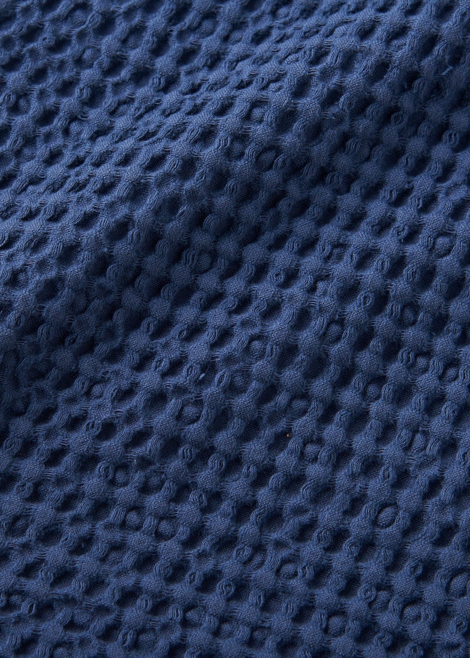 Pineapple Elephant Jaipur Chunky Waffle Cotton 150x200cm Blanket Throw Navy Blue