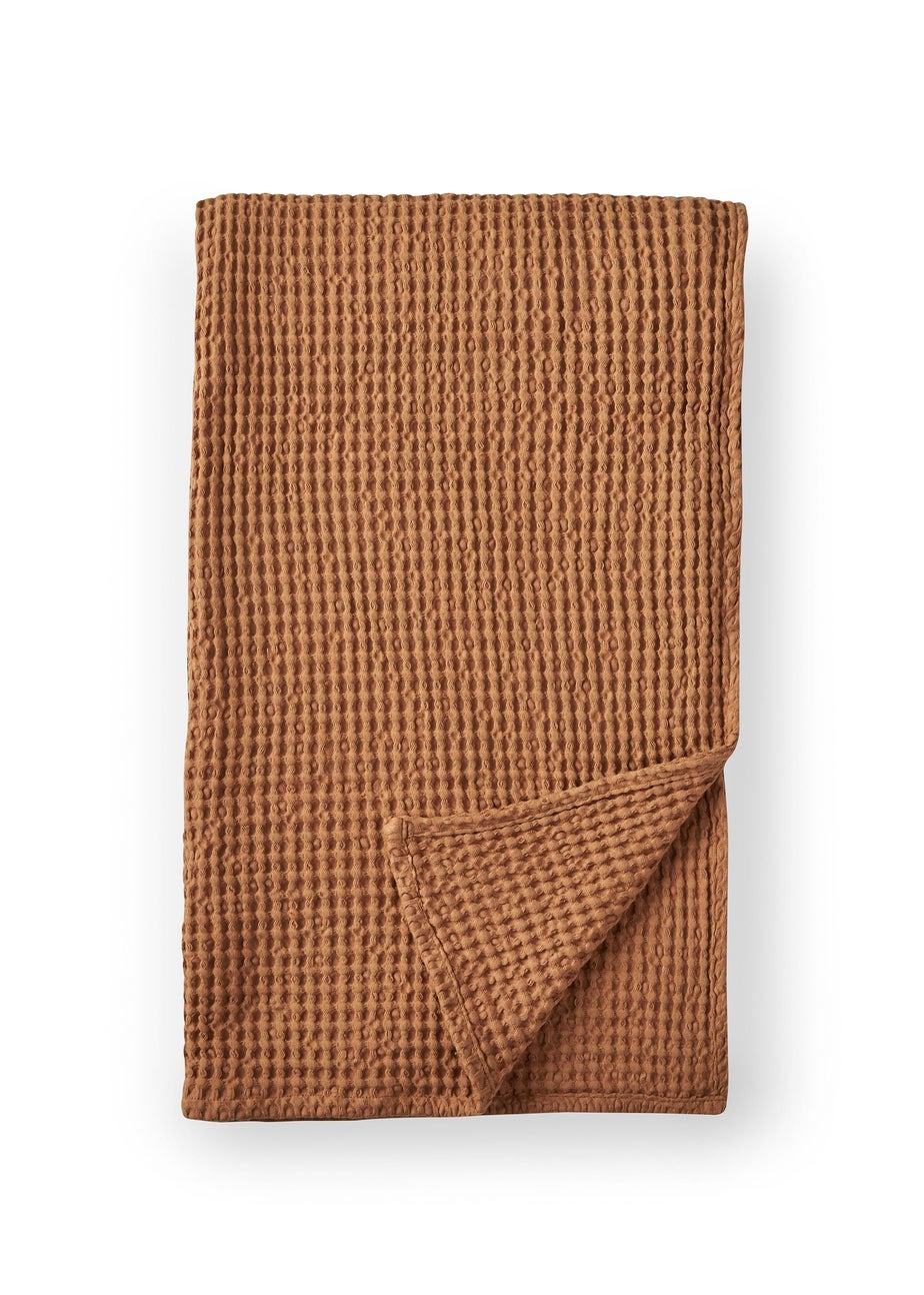 Pineapple Elephant Jaipur Chunky Waffle Cotton 150x200cm Blanket Throw Caramel