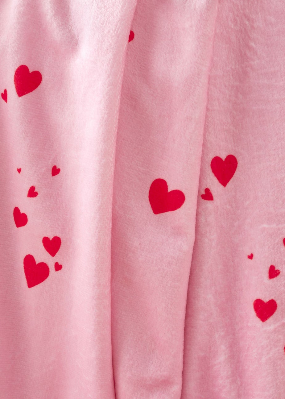 Catherine Lansfield Heart Cosy Fleece Oversized 200x240cm Blanket Throw Pink
