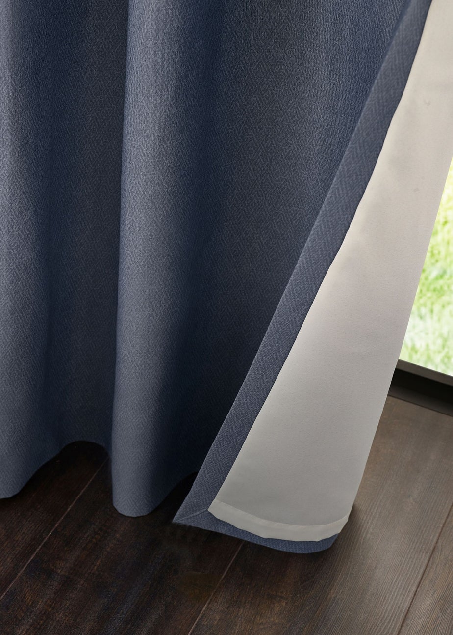 Catherine Lansfield Melville Lined Eyelet Curtains Blue