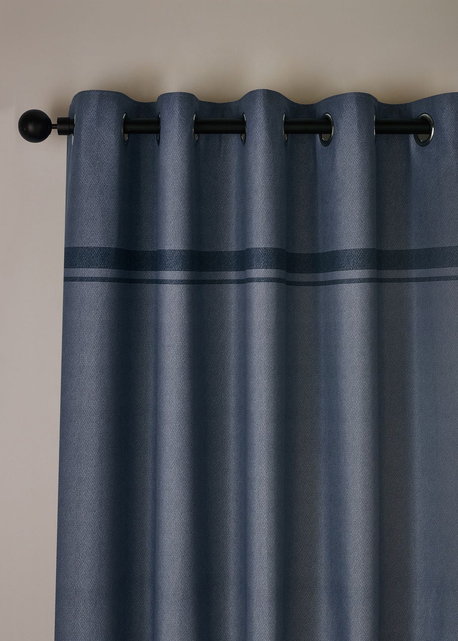 Catherine Lansfield Melville Lined Eyelet Curtains Blue