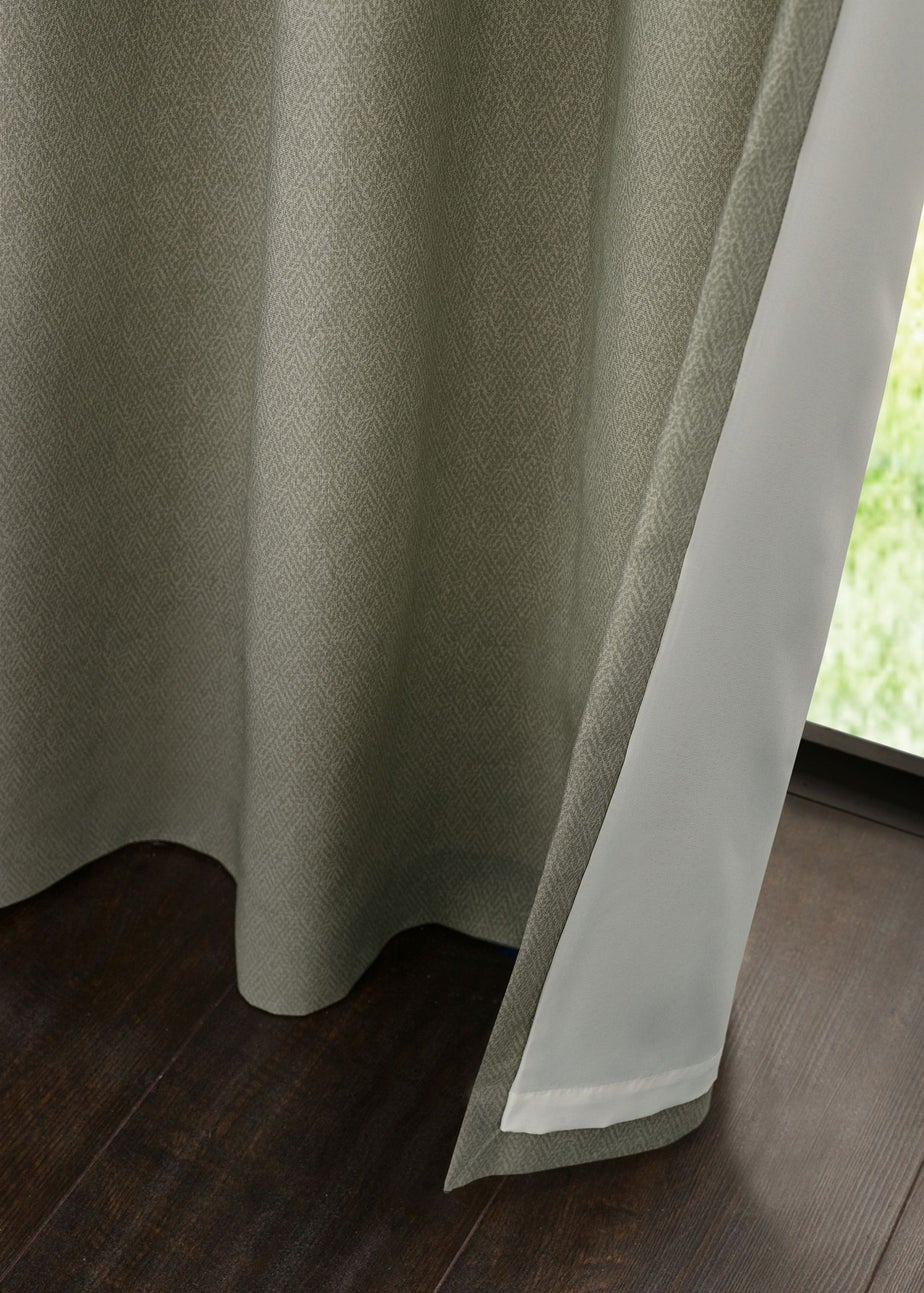 Catherine Lansfield Melville Lined Eyelet Curtains Green