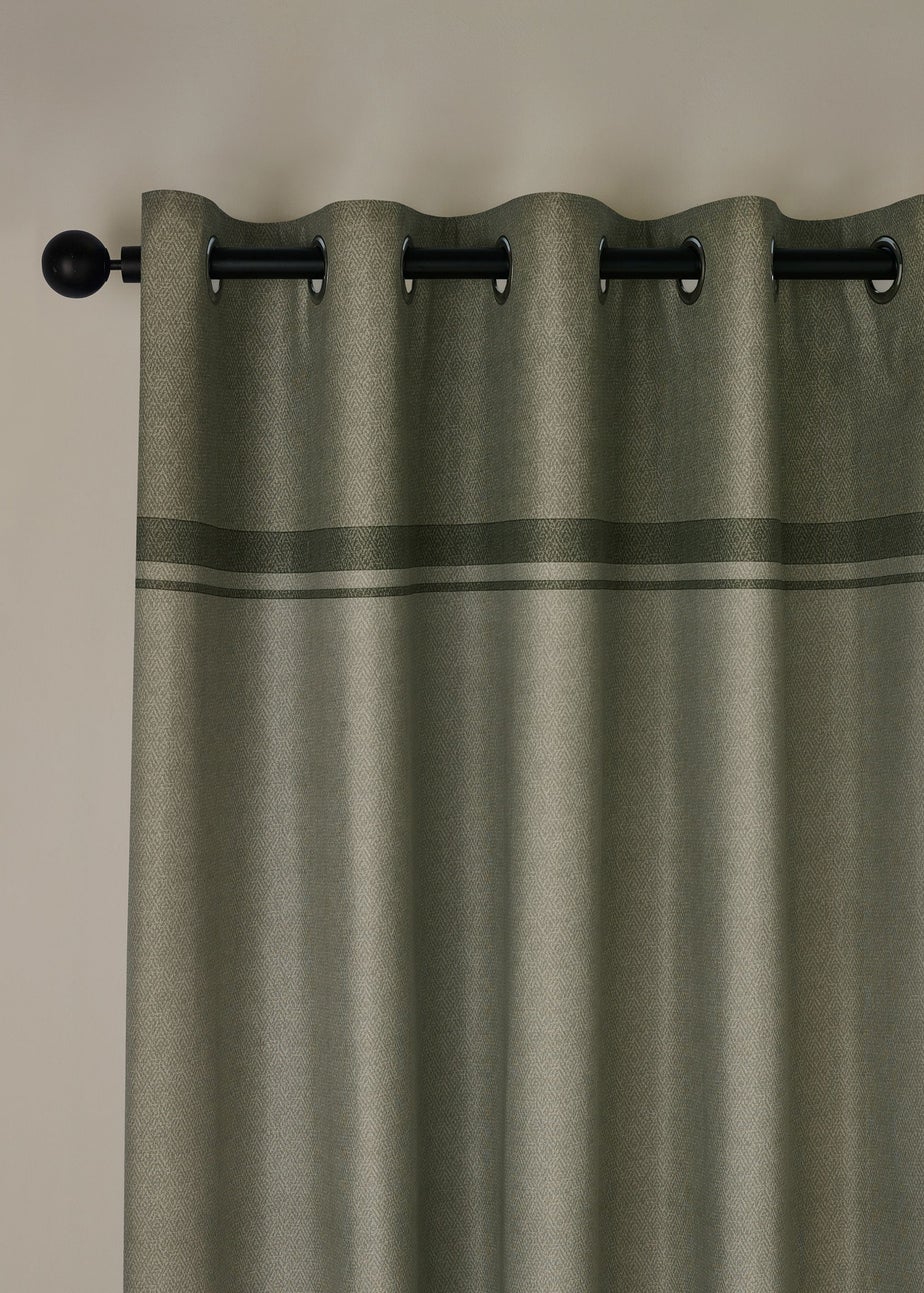 Catherine Lansfield Melville Lined Eyelet Curtains Green