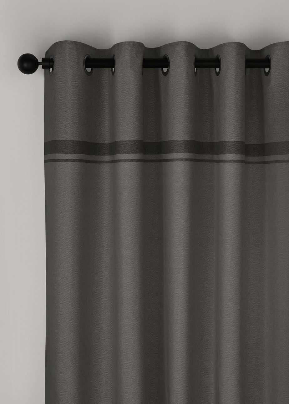 Catherine Lansfield Melville Lined Eyelet Curtains Grey
