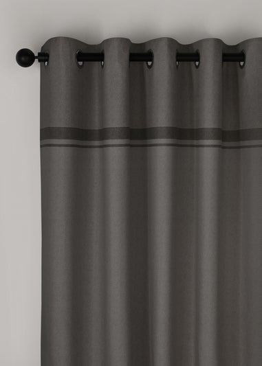 Catherine Lansfield Melville Lined Eyelet Curtains Grey