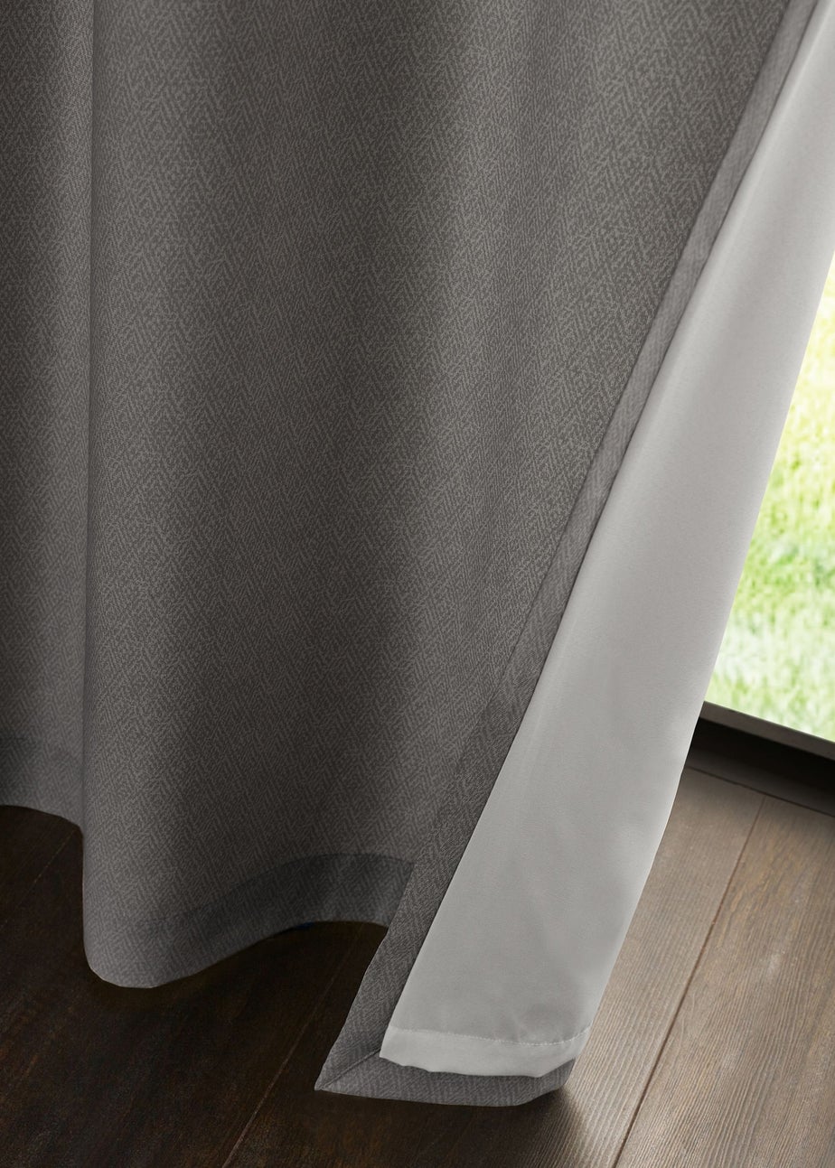Catherine Lansfield Melville Lined Eyelet Curtains Grey