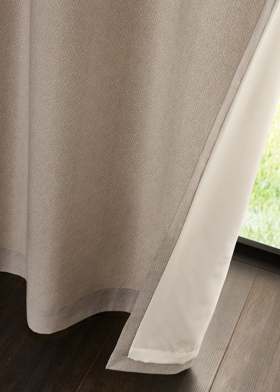 Catherine Lansfield Melville Lined Eyelet Curtains Natural