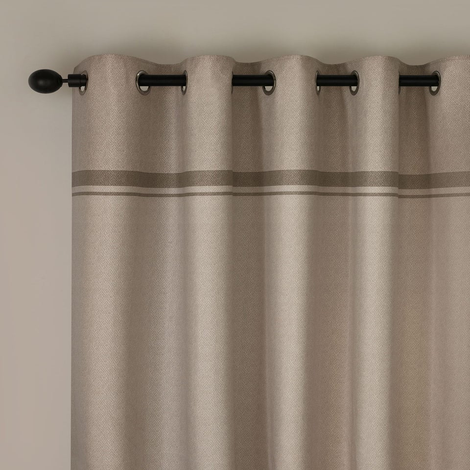 Catherine Lansfield Melville Lined Eyelet Curtains Natural