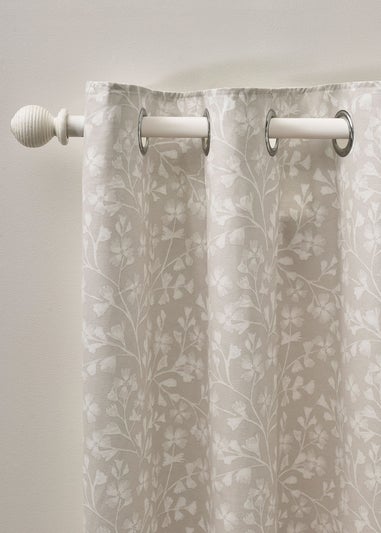 Catherine Lansfield Brooke Floral Lined Eyelet Curtains Natural