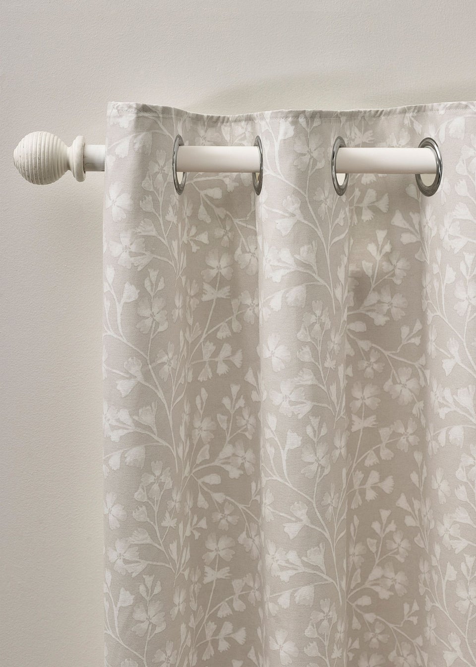 Catherine Lansfield Brooke Floral Lined Eyelet Curtains Natural
