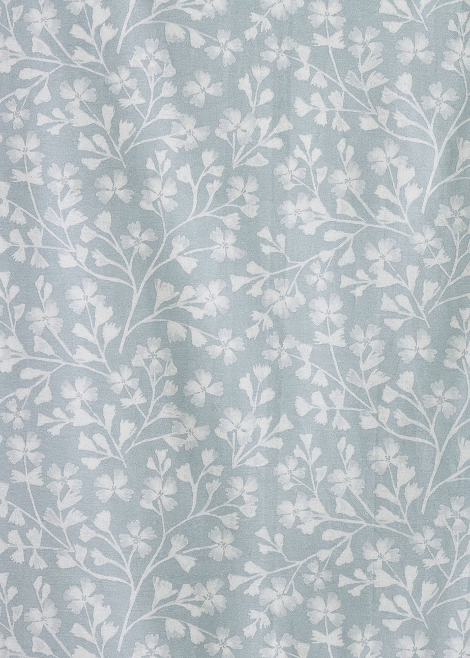 Catherine Lansfield Brooke Floral Lined Eyelet Curtains Duck egg Blue