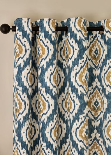 Pineapple Elephant Suri Geo Lined Eyelet Curtains Teal Green