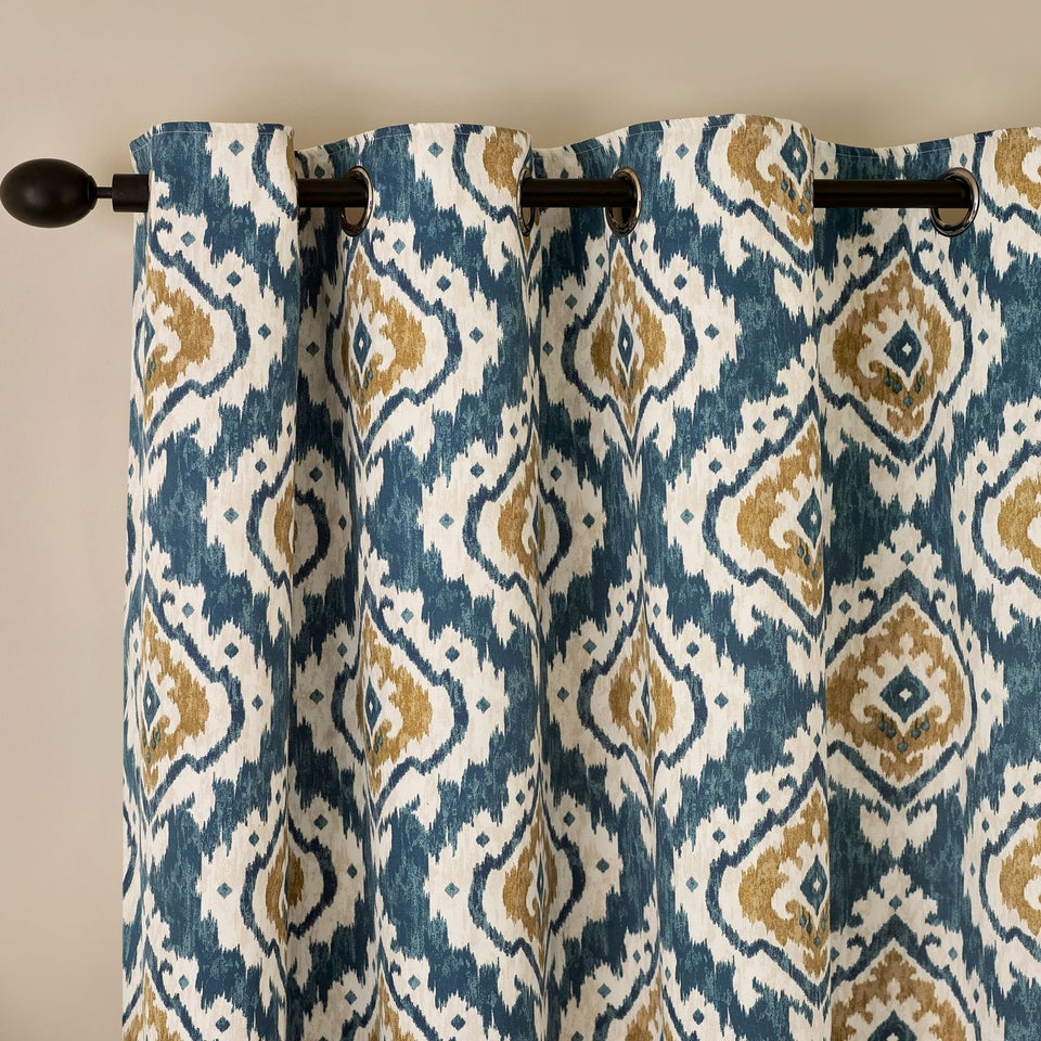 Pineapple Elephant Suri Geo Lined Eyelet Curtains Teal Green