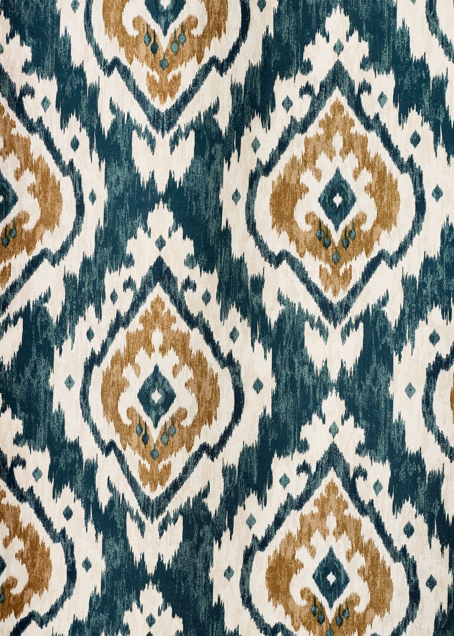 Pineapple Elephant Suri Geo Lined Eyelet Curtains Teal Green