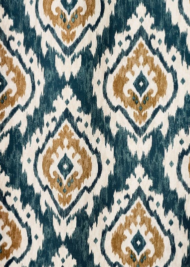 Pineapple Elephant Suri Geo Lined Eyelet Curtains Teal Green