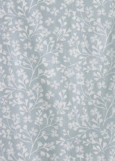 Catherine Lansfield Brooke Floral Lined Pencil Pleat Curtains Duck egg Blue