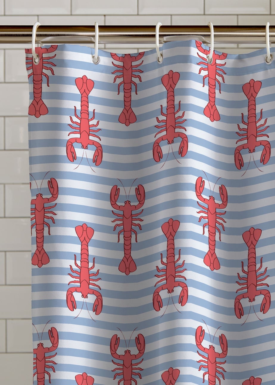 Catherine Lansfield Lobster Shower Curtain Panel Red