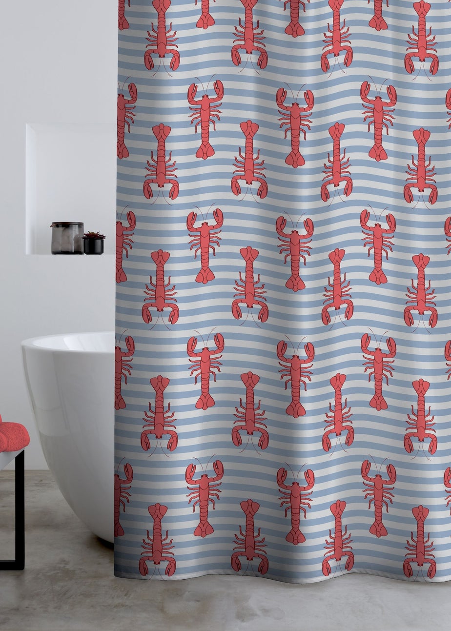 Catherine Lansfield Lobster Shower Curtain Panel Red